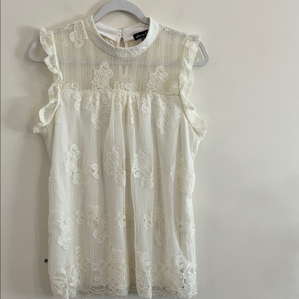Olivia Blue Vintage Lace Cream Floral Victorian Ruffle xl boho bohemian